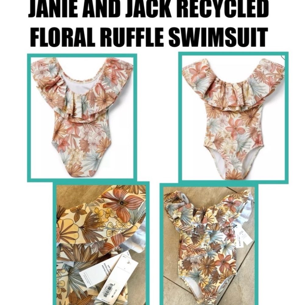 JANIE AND JACK RECYCLED FLORAL RUFFLE SWIMSUIT